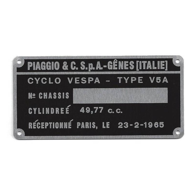 VIN plate Piaggio V5A