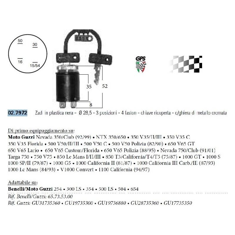 Ignition Switch 4 Wire 3 Posit