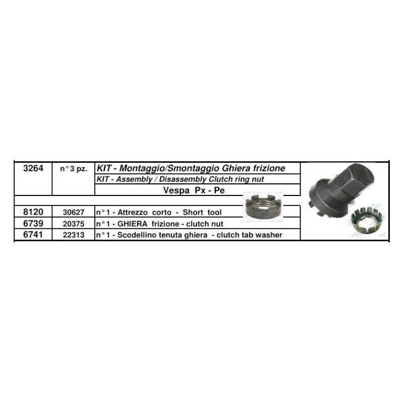 Clutch Nut Tool, Nut & Washer